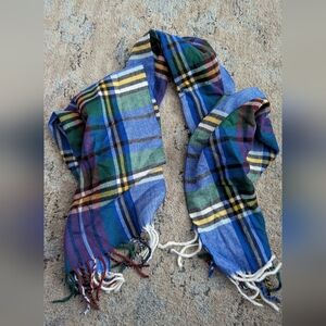 Super Soft Blue, Yellow and Green Plaid Scarf